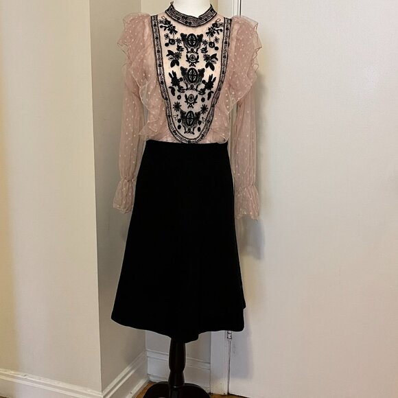 Classic 80% Wool Black Hand-Made A-Line Skirt – Timeless Investment Piece - Picture 3 of 10